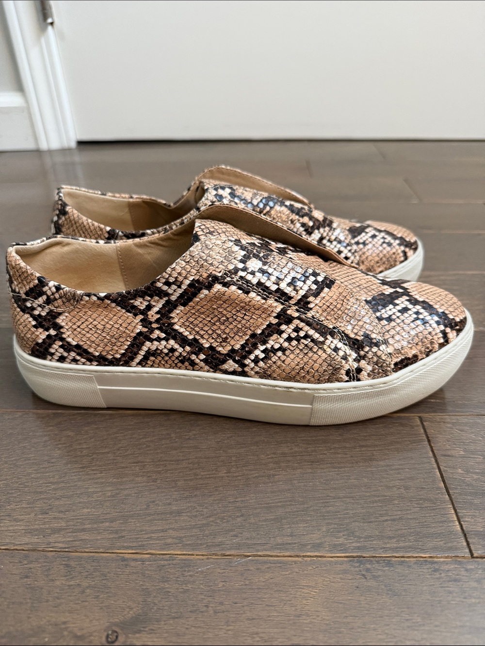 Women’s Slip-On Sneakers in Tan Snake Print